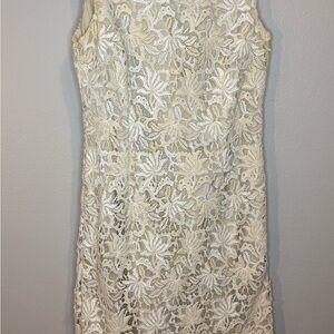 Ann Taylor Cream Floral Lace Mini Dress